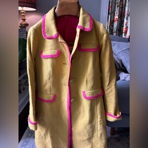 Boden RARE cotton coat vintage pink yellow spring